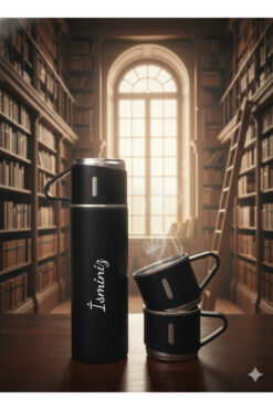 GiralStore Sıcak Tutan Termos 500ml A+ Kalite 3 Bardaklı Çelik Termos Seti Kahve Termosu Çantalı