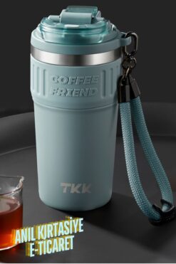 Vagonlife TKK Yeni Koleksiyon 630ml Pipetli/Pipetsiz Kullanım Askılı Paslanmaz Çelik Termos Kahve Mug Matara
