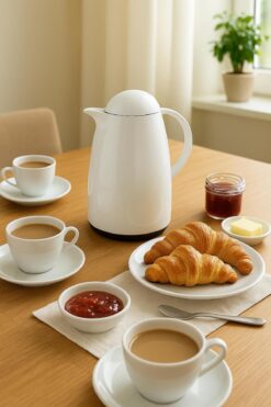 katre46 1 Lt Akrilik Soft Beyaz Çay Termosu 12 Saat Sıcak 24 Saat Soğuk