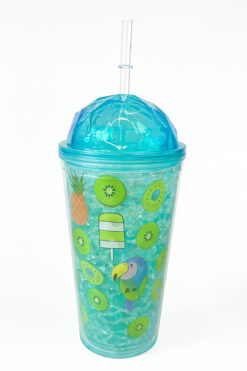 Two Two Renkli Yaz Desenli Pipetli İçecek Kupası