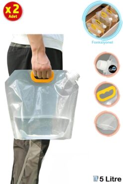 Mashotrend 2 Adet 5 Litre Katlanabilir Su Çantası - Su Çantası Piknik Çantası Bakliyat Kabı Kamp Sürahisi