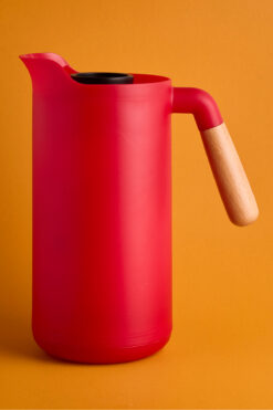 Perotti Lotus Nordic Bambu Saplı Cam Vakumlu Termos 1000 ml Kırmızı