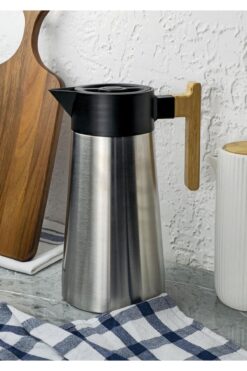 HomeTarz Bambu Saplı Çelik Termos - Bambu Saplı Çay Termosu - 2 Litre