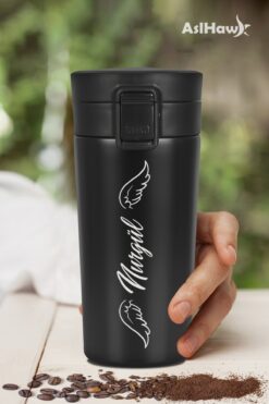 DURABLES Kişiye Özel Isimli Baskılı Termos Filtreli 304 Paslanmaz Çelik Çift Katmanlı Sızdırmaz 380 Ml Termos