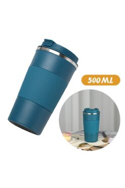 SEDEF SİLVER 304 Pazlanmaz Çelik 500 Ml Kaydırmaz Lastikli Termos Bardak Mug Araç Kahve Çay Thermos 549