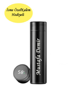 Genel Markalar Kişi Özel Siyah Dijital Sıcaklık Göstergeli Termos 500ml