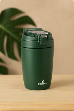 Kitchen Life Yeşil Pipetli Termos Bardak 350 ml Çift Katmanlı Paslanmaz Çelik Sızdırmaz Kilitli Kapaklı