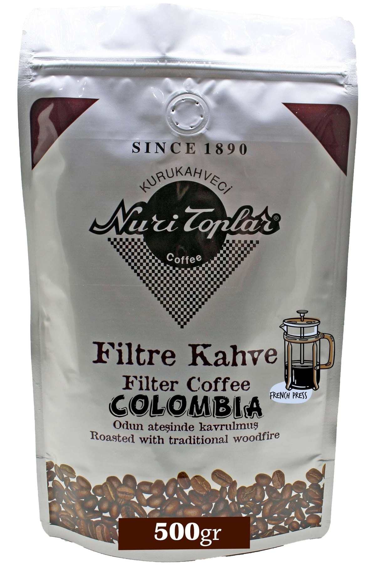 kurukahveci nuri toplar Nuri Toplar Kurukahveci Filtre Kahve 250gr. 2 Paket Kolombiya Supremo French Press - Görsel 2