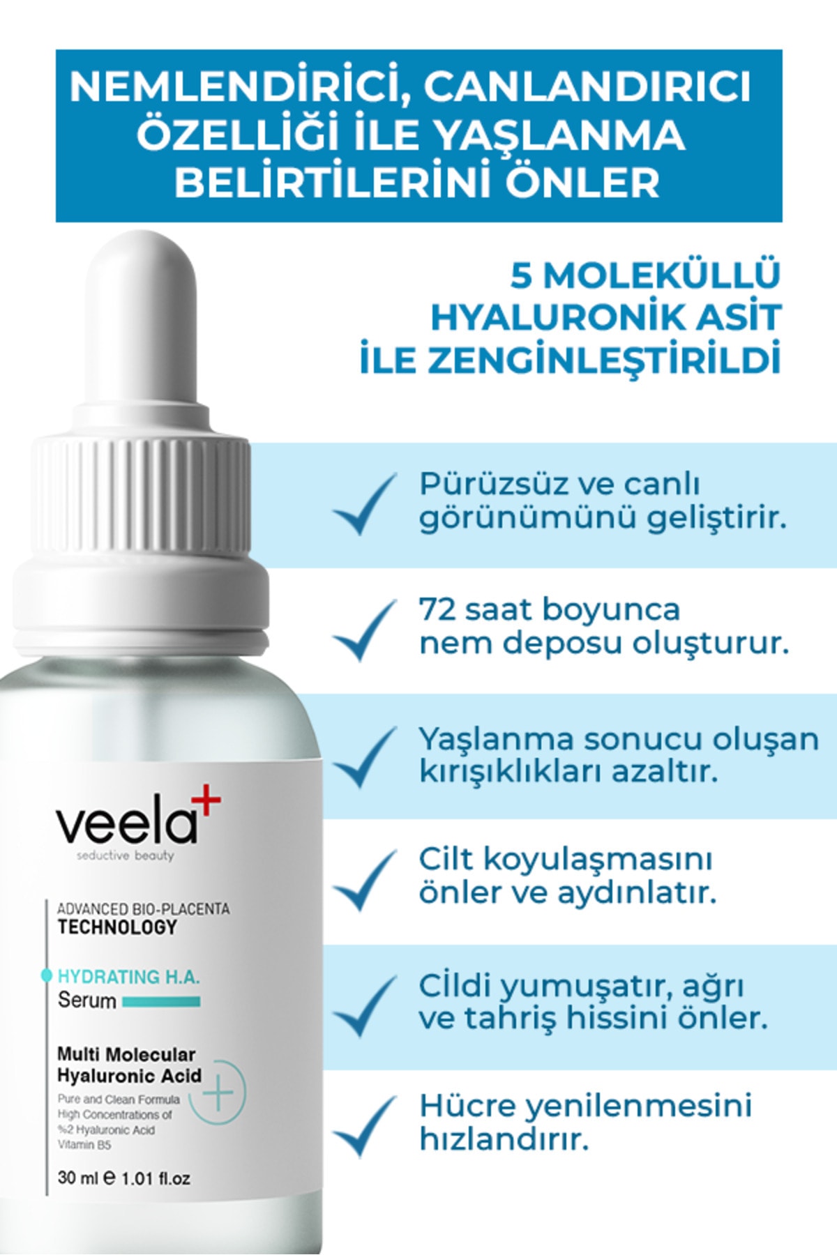 VEELA Yaşlanma Karşıtı Yoğun Nemlendirici Hydrating H.a Serum - Görsel 2