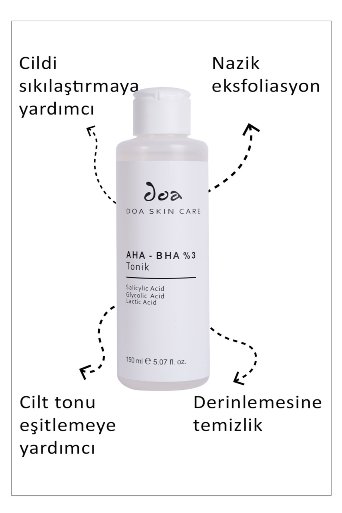 DOA KOZMETİK AHA-BHA %3 Tonik (%1 Salisilik, %1 Laktik, %1 Glikolik Asit) - Görsel 3