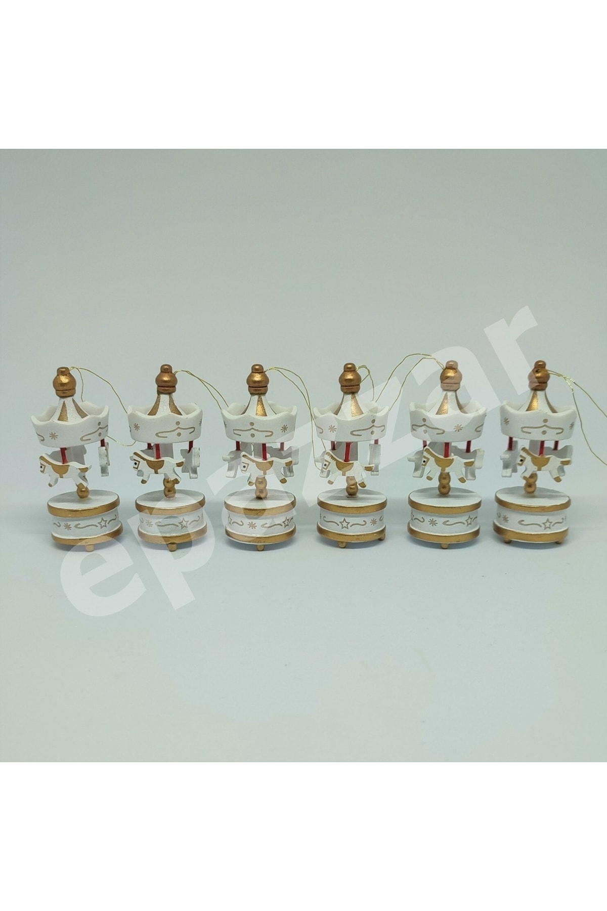 epazzar 12li Ahşap Mini Atlı Karınca Nostaljik El Yapımı Dekoratif Atlı Karınca 12li Süs Krem - Görsel 3