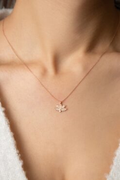 Elika Silver Kadın Taşlı Lotus Model 925 Ayar Gümüş Kolye