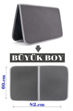 TİNEKE Büyük Boy Elekli Kedi Tuvalet Önü Paspası Katlanabilir 82 X 60 Cm Siyah