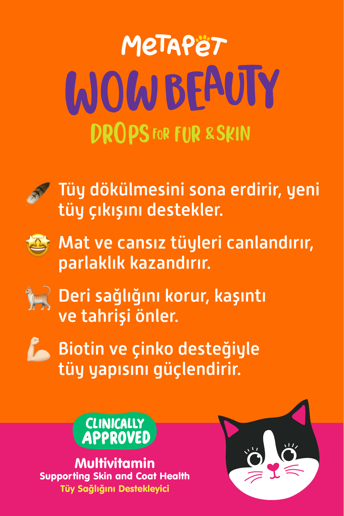 Metapet Tüy Döken Kedilere - Biotin Sağlığı Damlası, Dökülmesi Engelleyici Önleyici, Tüy Dökme Için Vitamini - Görsel 3