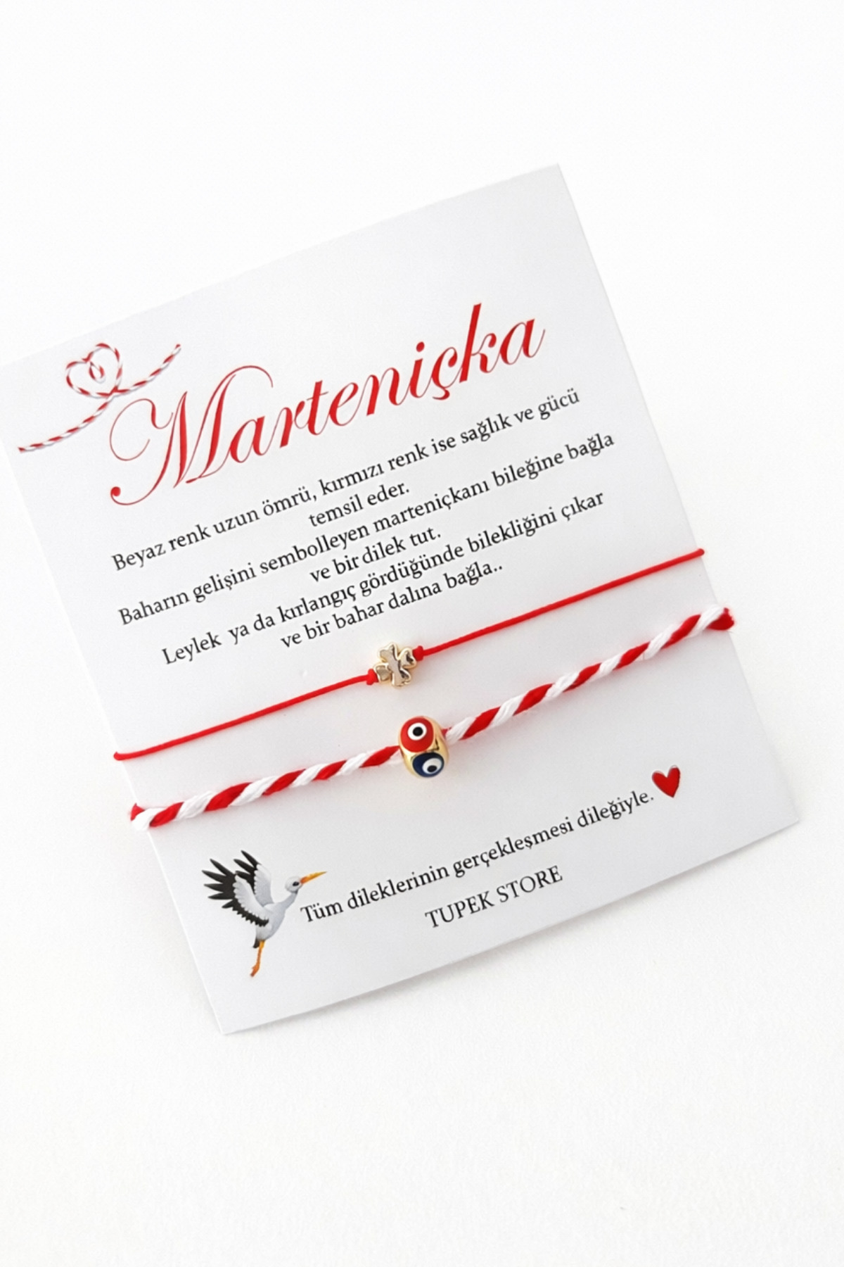 Tupek Store Marteniçka Nazar Boncuk Ve Yonca Şans Bileklik Seti