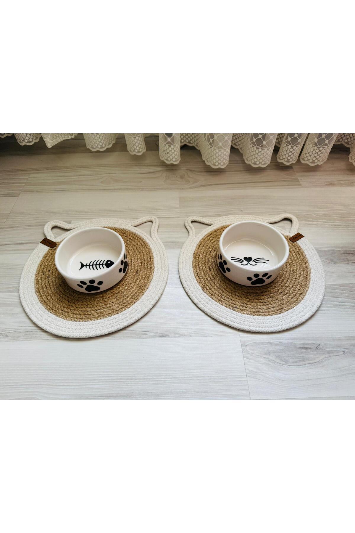 Genel Markalar 2 Adet Yüksek Kalite (12.5 CM, 400 ML) Seramik Kedi Ve Köpek Mama Su Kabı - Görsel 2