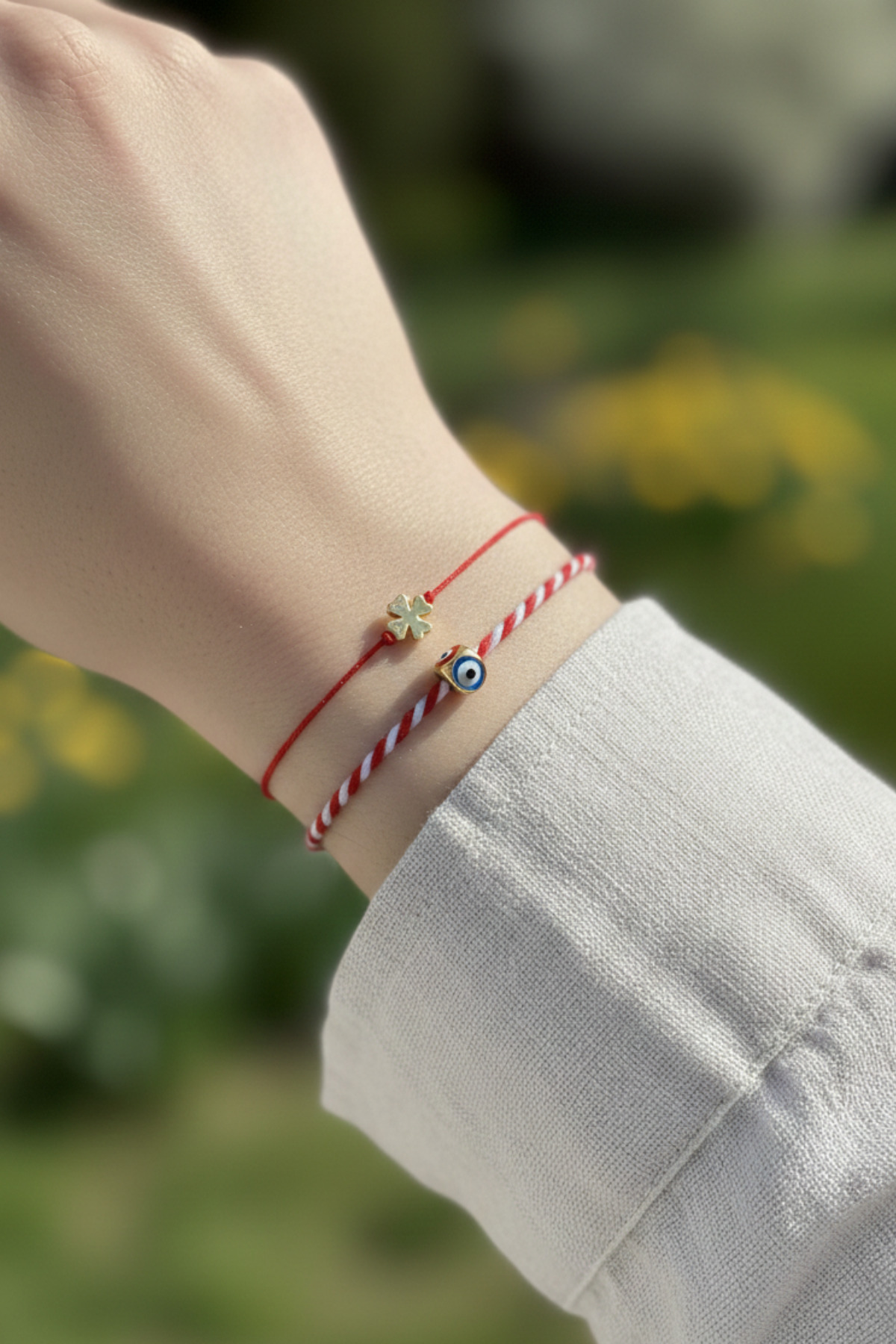 Tupek Store Marteniçka Nazar Boncuk Ve Yonca Şans Bileklik Seti - Görsel 3