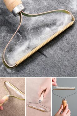 FİTHOME Ahşap Saplı Halı Koltuk Tüy Toplama Elbise Tiftik Kedi Köpek Tüyü Toplama