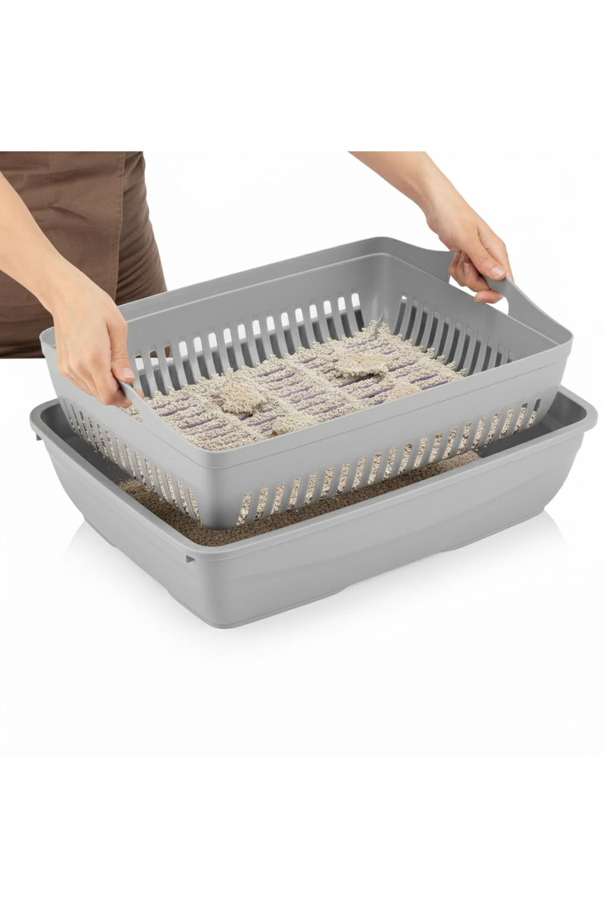 Petozi Elekli Kapalı Kedi Tuvaleti Xl Boy 40x37,5x50 Cm ( Kürek Hediyeli) - Görsel 3