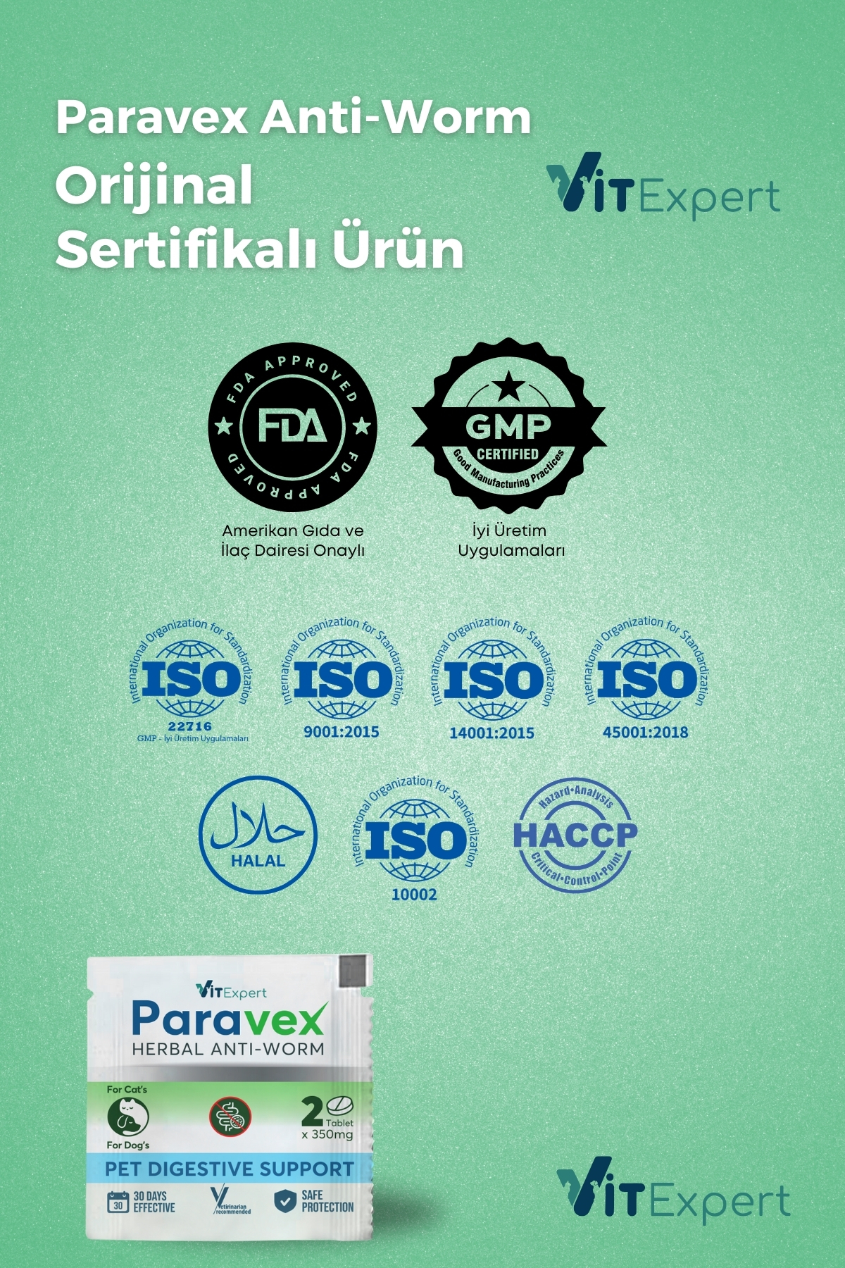 Vitexpert Bitkisel & Lezzetli Kedi Ve Köpek Parazit Tableti Paravex Herbal Anti-worm 4 Adet Tablet - Görsel 3