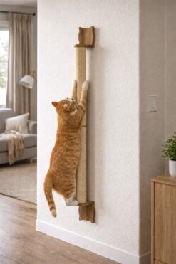 Patihomes Duvara Monte Kedi Tırmalama Tahtası 90 cm | Kalın Doğal Jüt Halatlı