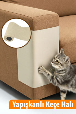 Arnee Keçe Kedi Koltuk Tırmalama Koruyucu 40x50CM Bej Yapışkanlı Mobilya Tırmalama Önleyici Koruma Halısı