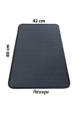 Petscape Elekli Kedi Tuvaleti Önü Paspası – Kedi Kumu Toplayıcı – Çift Katmanlı Sert Plastik 60x42cm - Gri