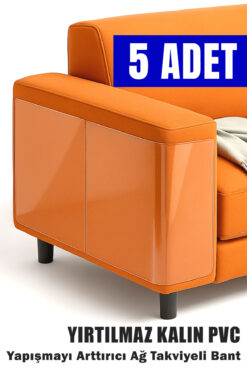 Arnee 5 Adet Kedi Koltuk Tırmalama Koruyucu 20x50 Cm Şeffaf Yapışkanlı Mobilya Tırmalama Önleyici Bandı