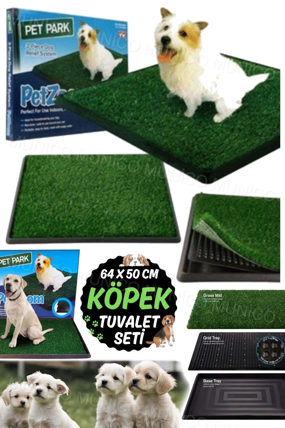 Munico Konforlu ve Hijyenik: Yıkanabilir Büyük Boy Köpek Tuvaleti Pratik Temizlik: Köpek Çim Pedi 64x50 cm - Görsel 2