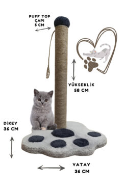Rexon Kedi Tırmalama Tahtası Pati Modelli 50 cm Büyük Boy Tırmalama Kedi Oyun Alanı Peluş Başlıklı