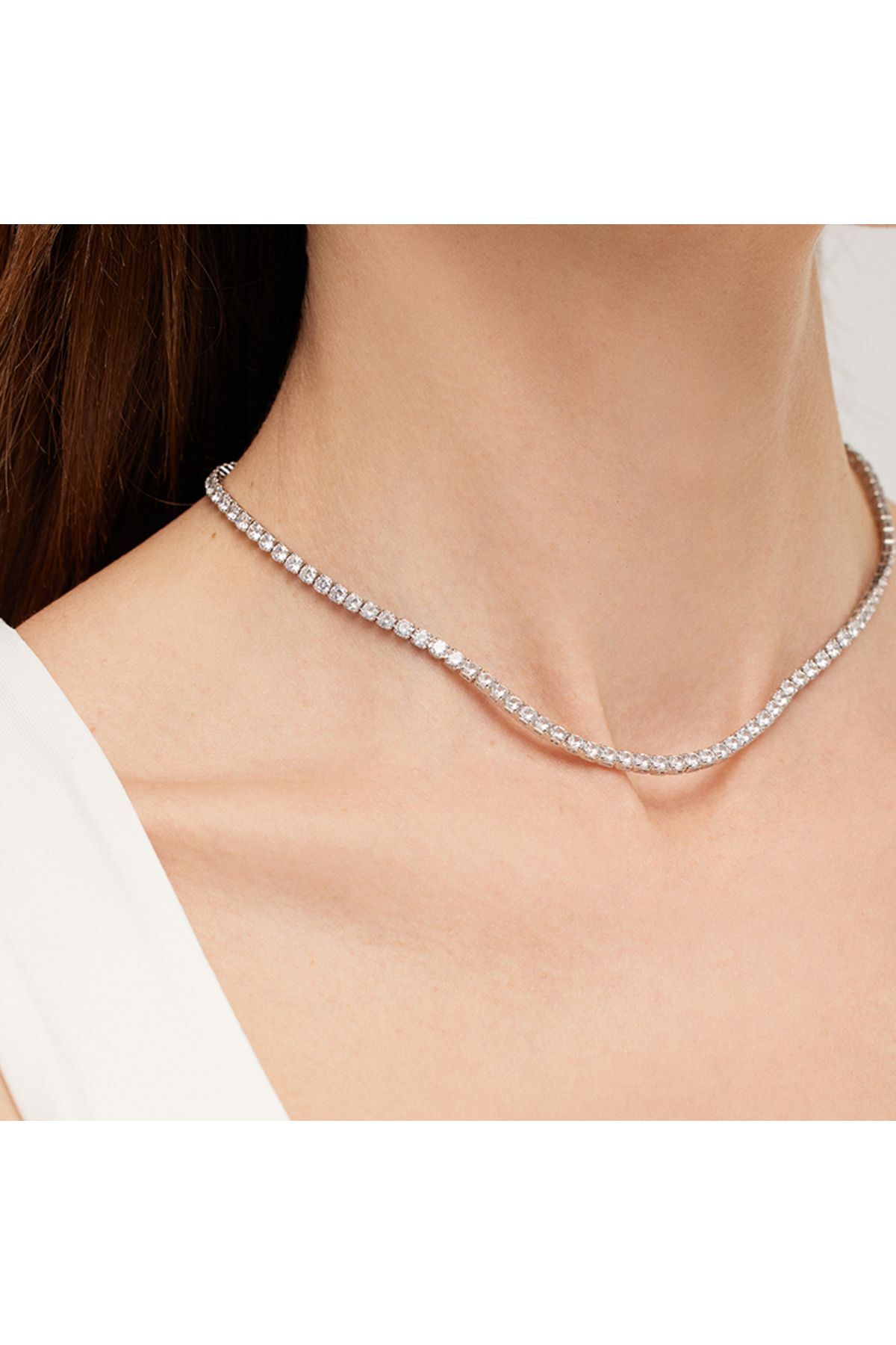 Merano Design 3mm Rhodium Su Yolu Kolye - Görsel 2