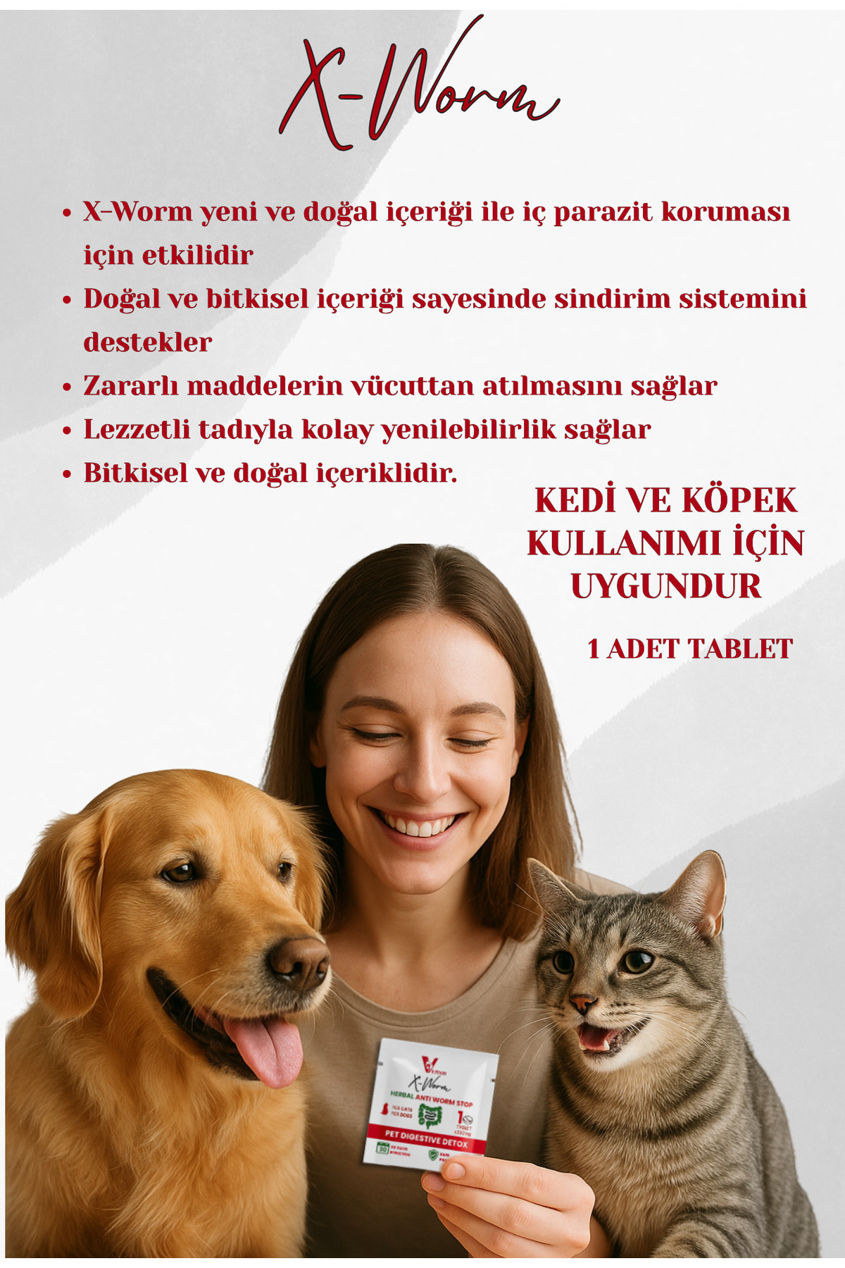 VETIXIR 2'li Set Kedi Ve Köpek Iç Dış Anti Parazit Bitkisel 1 Damla Ve 1 Tablet Paketi - Görsel 2