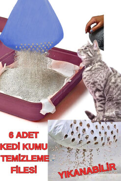 Nurnivus Kedi Kumu Temizleme Elekli Filtre 6'lı Kedi Tuvaleti Kumu Temizleme Filesi Yıkanabilir