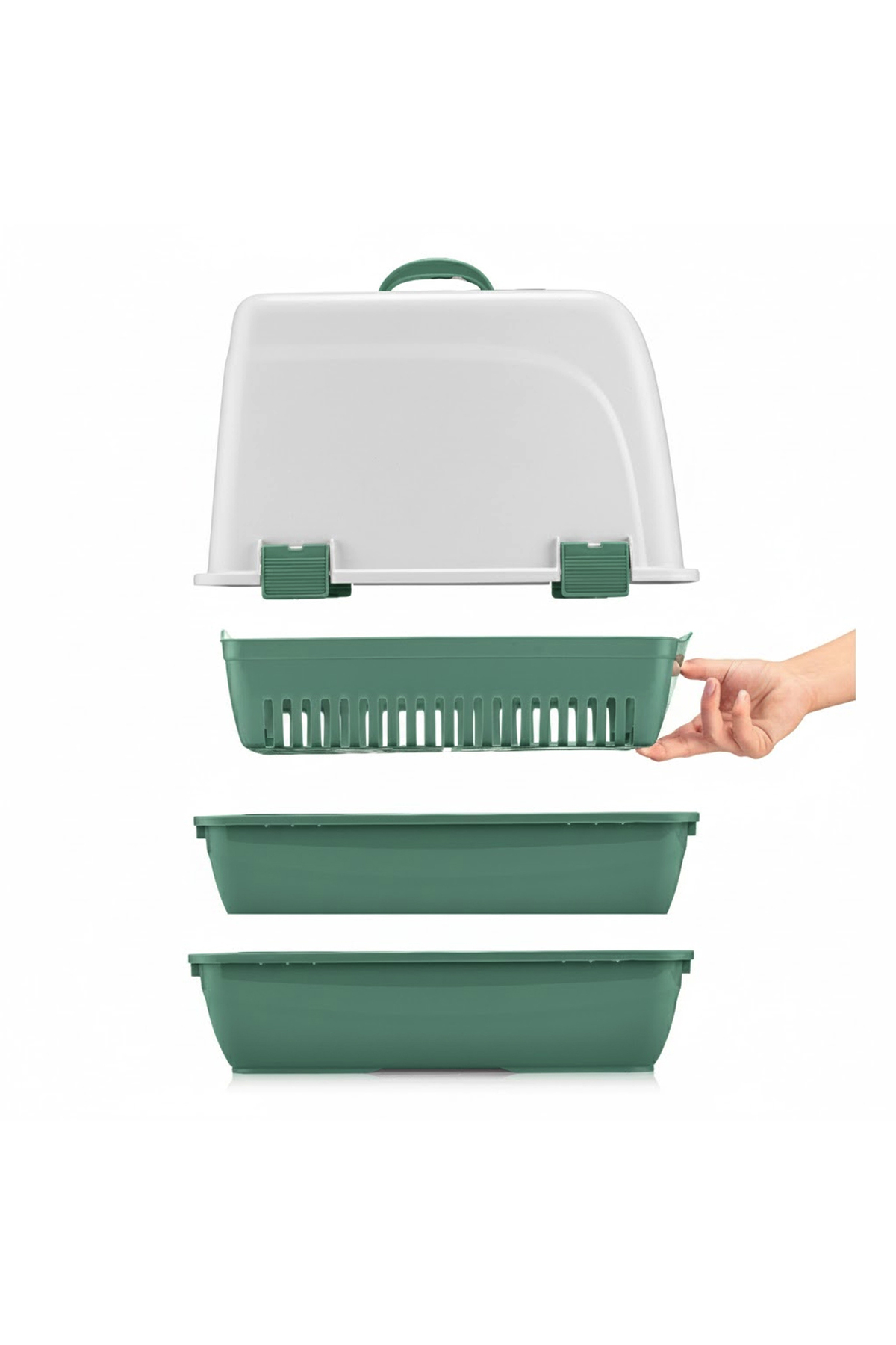 Petozi Elekli Kapalı Kedi Tuvaleti Xl Boy 40x37,5x50 Cm ( Kürek Hediyeli)