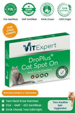 Vitexpert Droplus Kedi Damlası Pire Dış Parazit Bit Kene Deri Bakımı Için Bitkisel Damla ( 1-7 Kg ) 5 Tüp