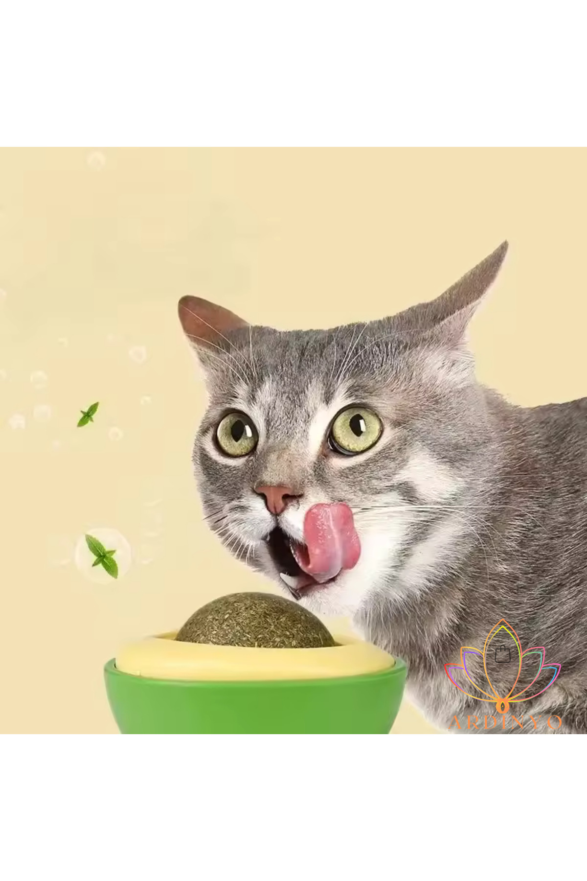 Ardinyo Catnip Avokado Kedi Çimi Kedi Oyuncağı Yalama Topu Doğal Kedi Nanesi 360 Derece Dönen Sağlıklı Top - Görsel 3