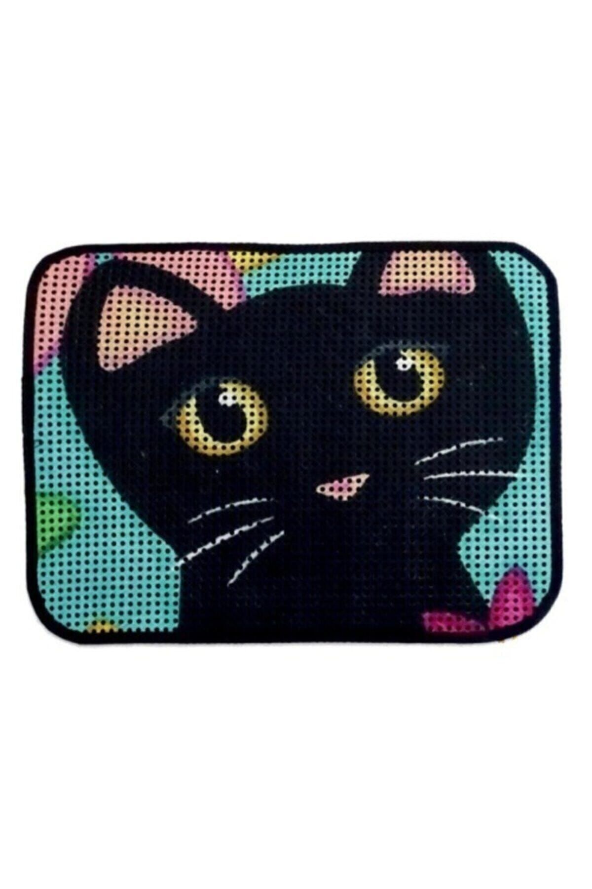 Genel Markalar Renkli Desenli Elekli Kedi Tuvalet Önü Paspası 60 X 45 Cm