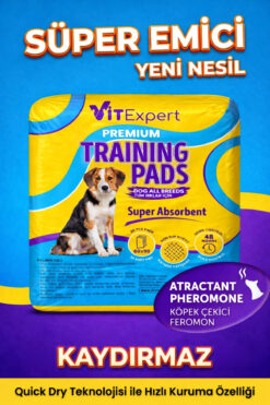 Vitexpert Premium Training Pads Süper Emici & Kaydırmaz Kedi Köpek Tuvalet Eğitim Çiş Pedi 60x90 cm 30'lu
