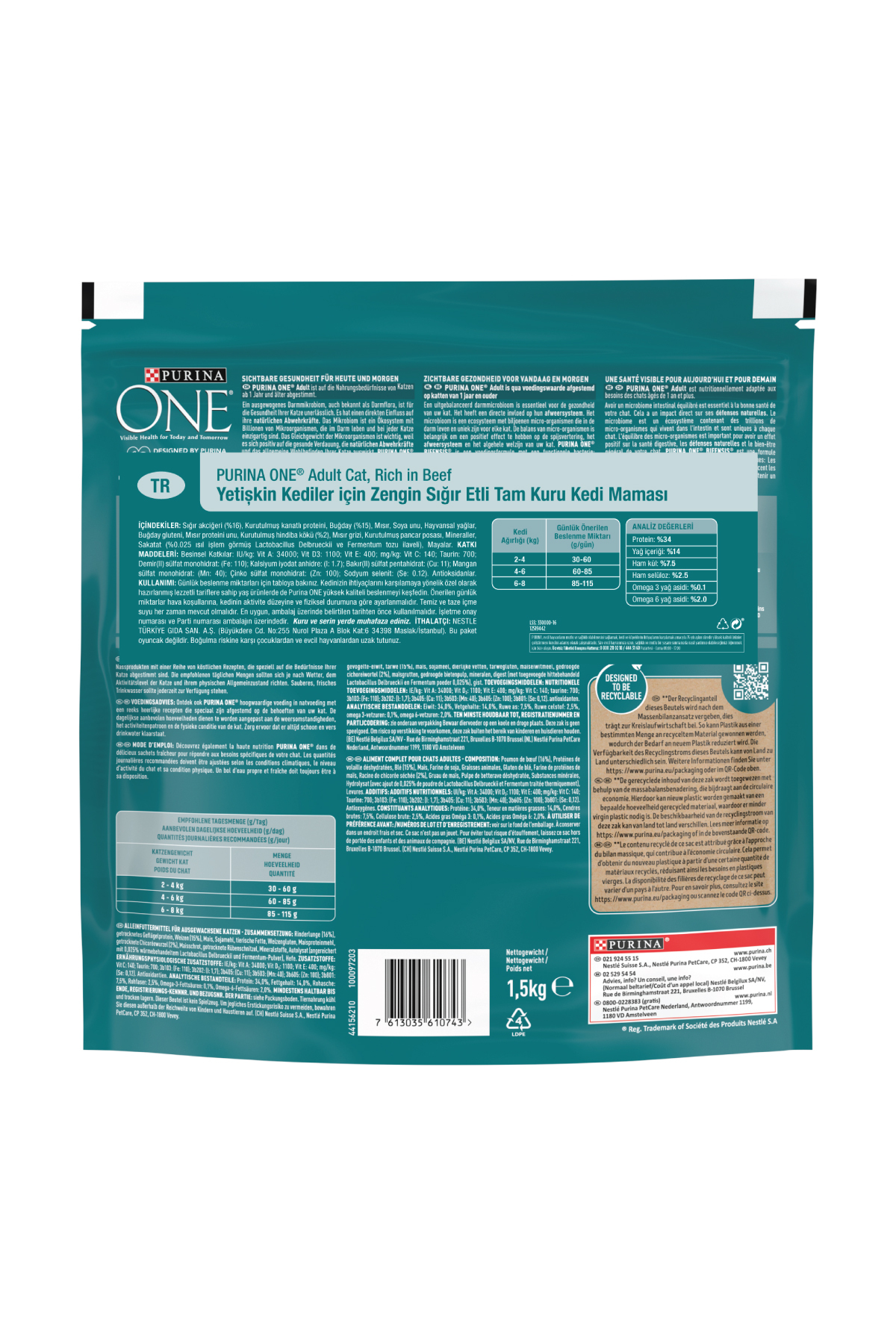 Purina One Sığır Etli Yetişkin Kedi Maması 1.5 Kg - Görsel 3