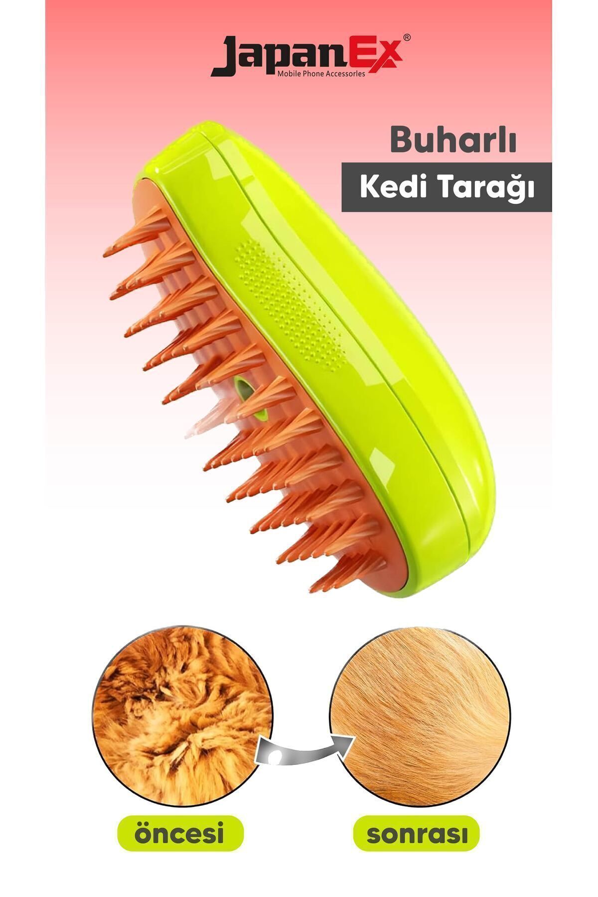 Japanex Buharlı Kedi & Köpek Yıkama Fırçası Tarağı Yumuşak Silikon