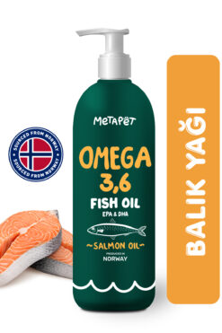 Metapet Kediler için Balık Yağı, Premium Norveç Somonu Yağı, Omega 3 ve 6, Yüksek EPA-DHA