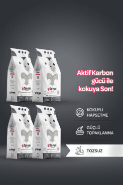Toi Moi 4'lü Avantaj Paketi Koku Hapseden, Topaklanan,tozsuz Aktif Karbonlu Bentonit Kedi Kumu 4x5kg