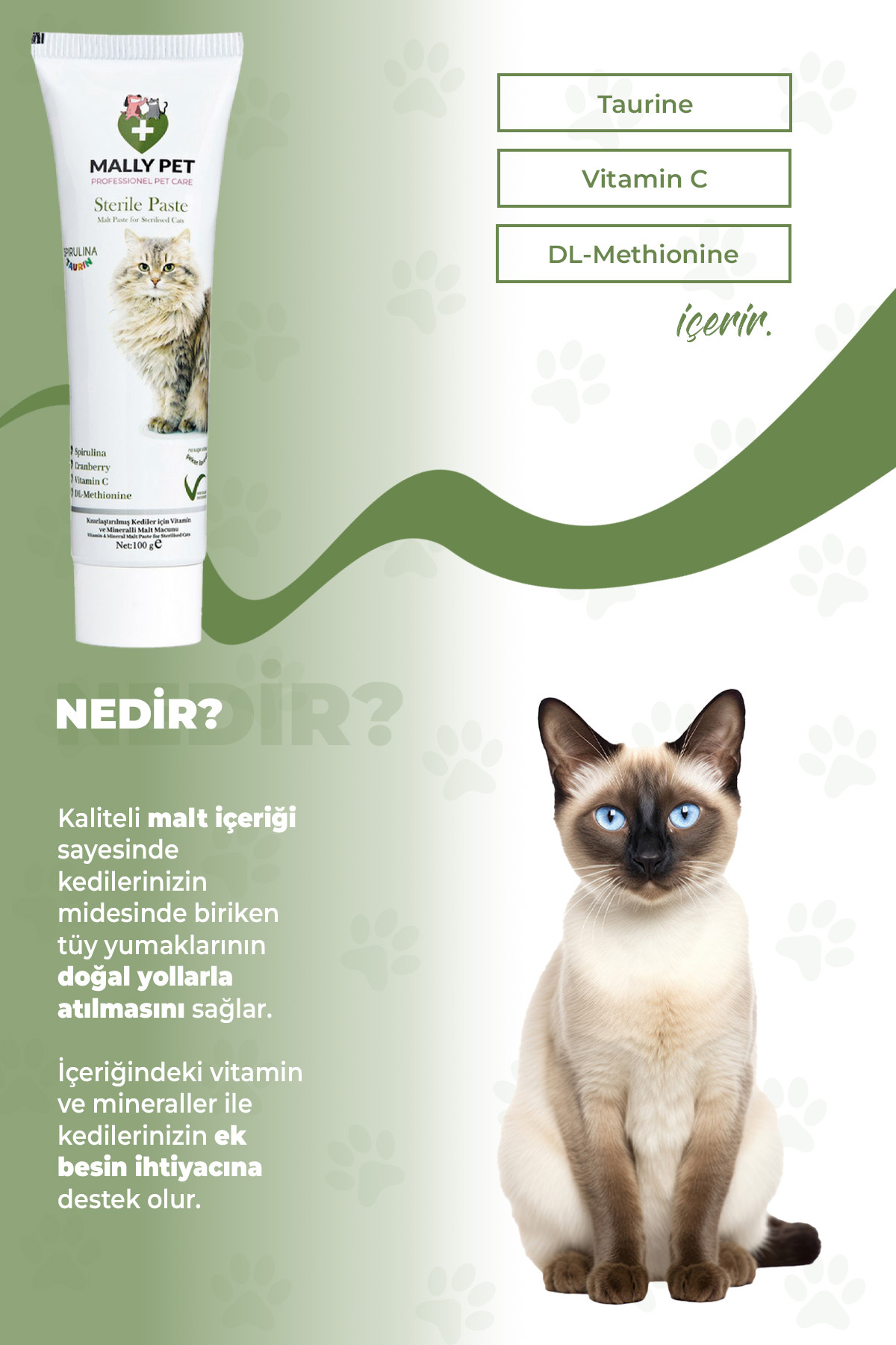 MALLY PET PROFESSIONEL PET CARE Kısır Kedilere Özel Bağışıklılık Destekleyici Ve Tüy Yumağı Önleyici Sterile Malt Macunu - Görsel 2