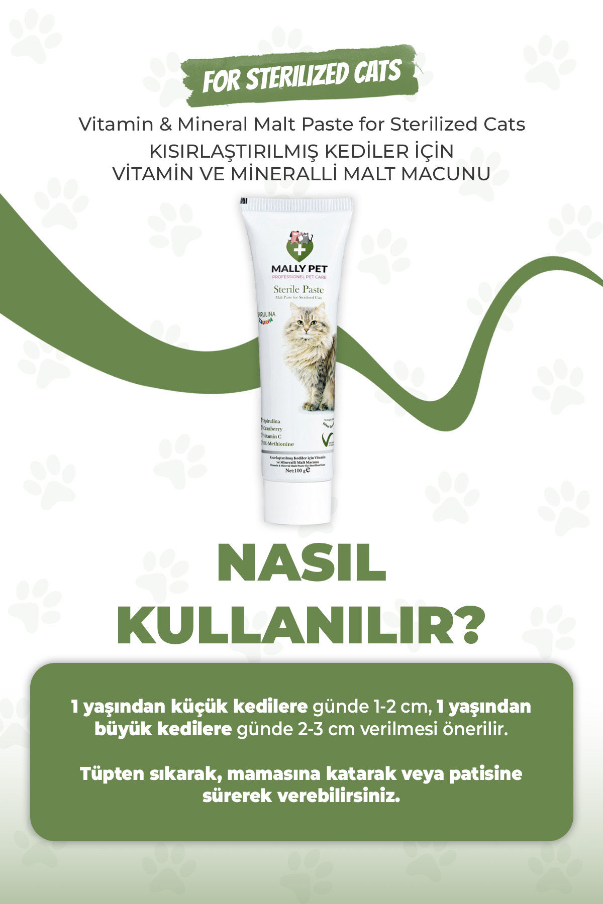 MALLY PET PROFESSIONEL PET CARE Kısır Kedilere Özel Bağışıklılık Destekleyici Ve Tüy Yumağı Önleyici Sterile Malt Macunu - Görsel 3