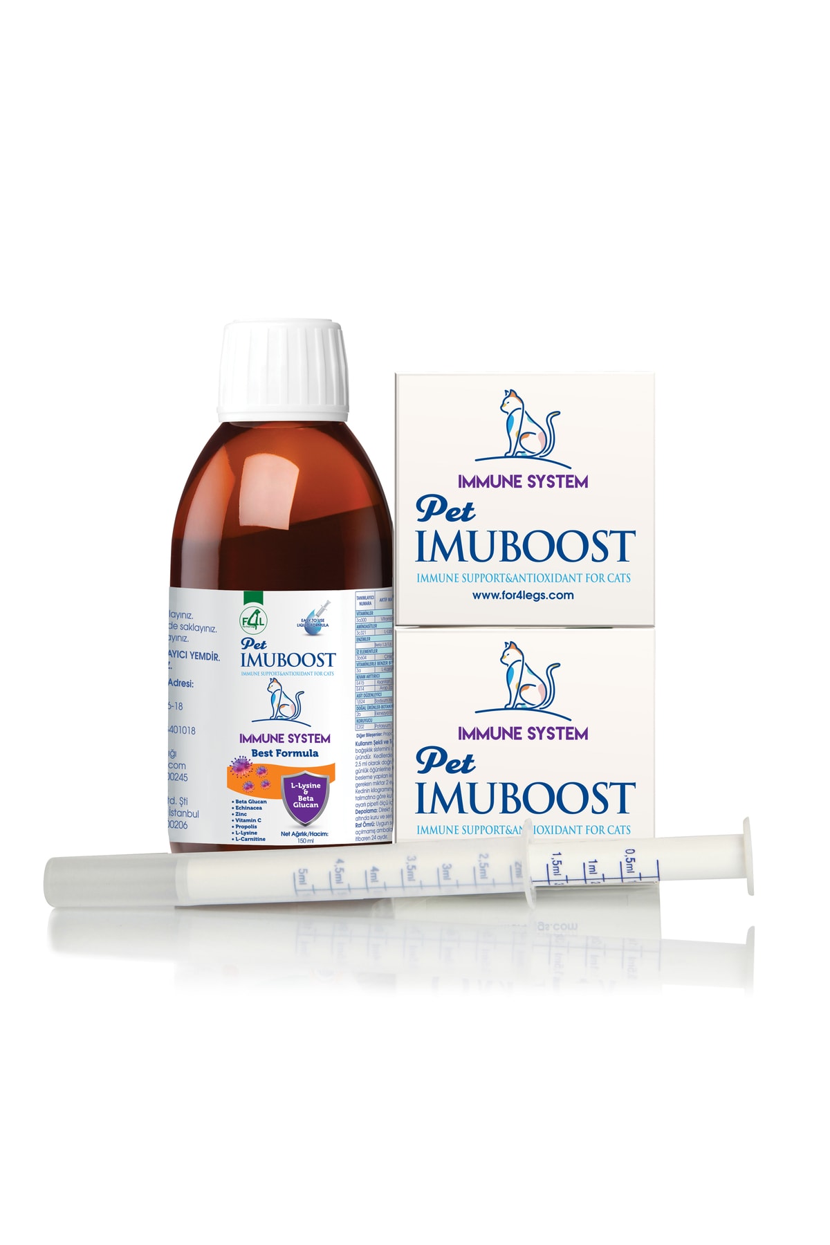 PETIMUBOOST Kediler Için Bağışıklık Sistemini Uyarıcı Ve Güçlendirici Gıda Takviyesi,