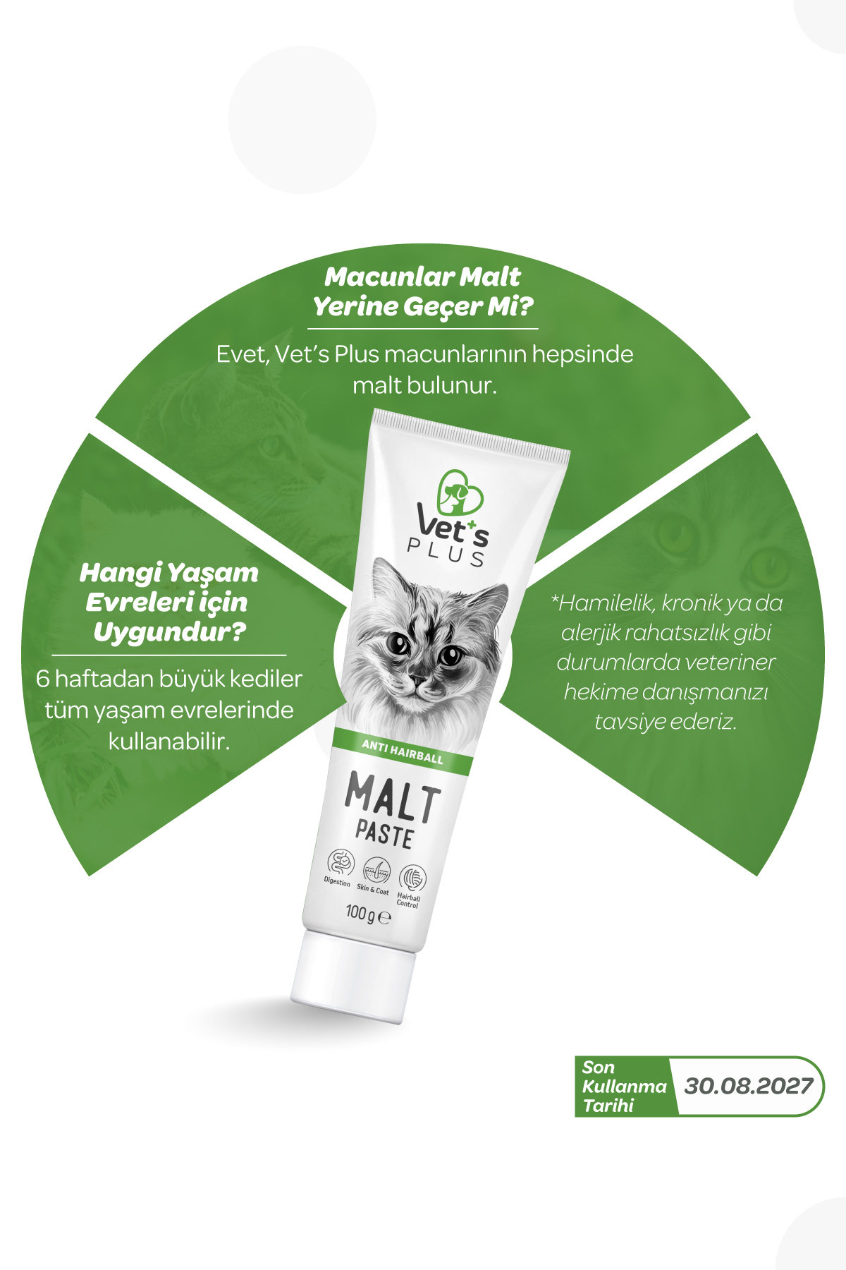Vet's Plus Anti-Hairball Malt Macun 100gr (Tüy Yumağı Önleyici ve Sindirim Düzenleyici, Kediler için) - Görsel 3