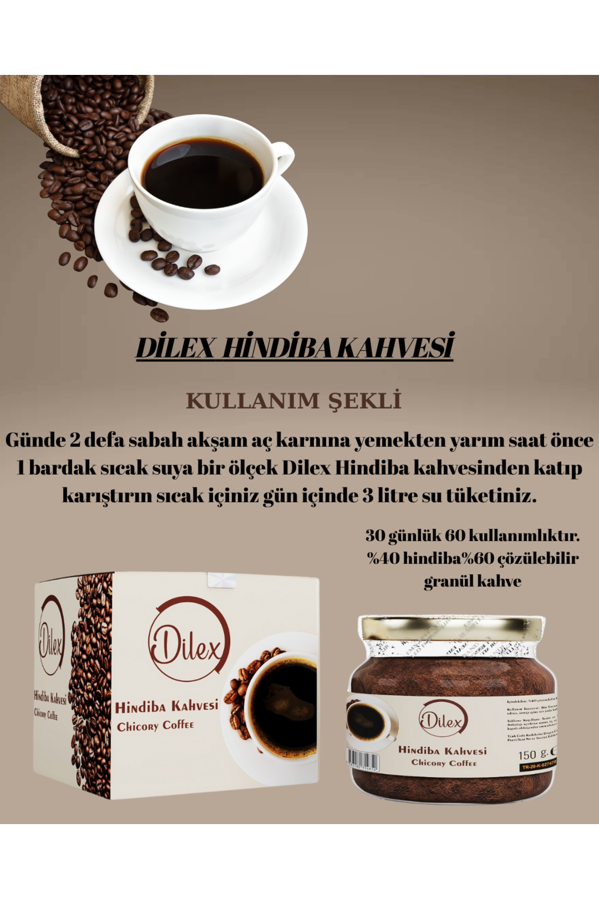 DİLEX HİNDİBA KAHVESİ(1 Aylık 60 kullanımlık) - Görsel 2
