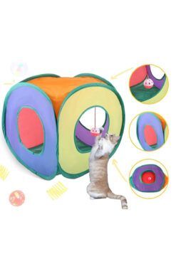 mywarehouse Kare Model Kedi Oyun Tüneli Içerisinde Toplu Gökkuşağı Renkli 40cm X 40cm my349