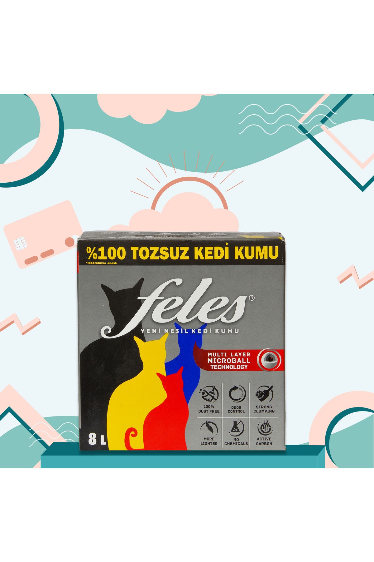 FELES Tozsuz Kedi Kumu 4 Adet Kutu (TAMAMEN DOĞAL , AKTİF KARBONLU) - Görsel 3