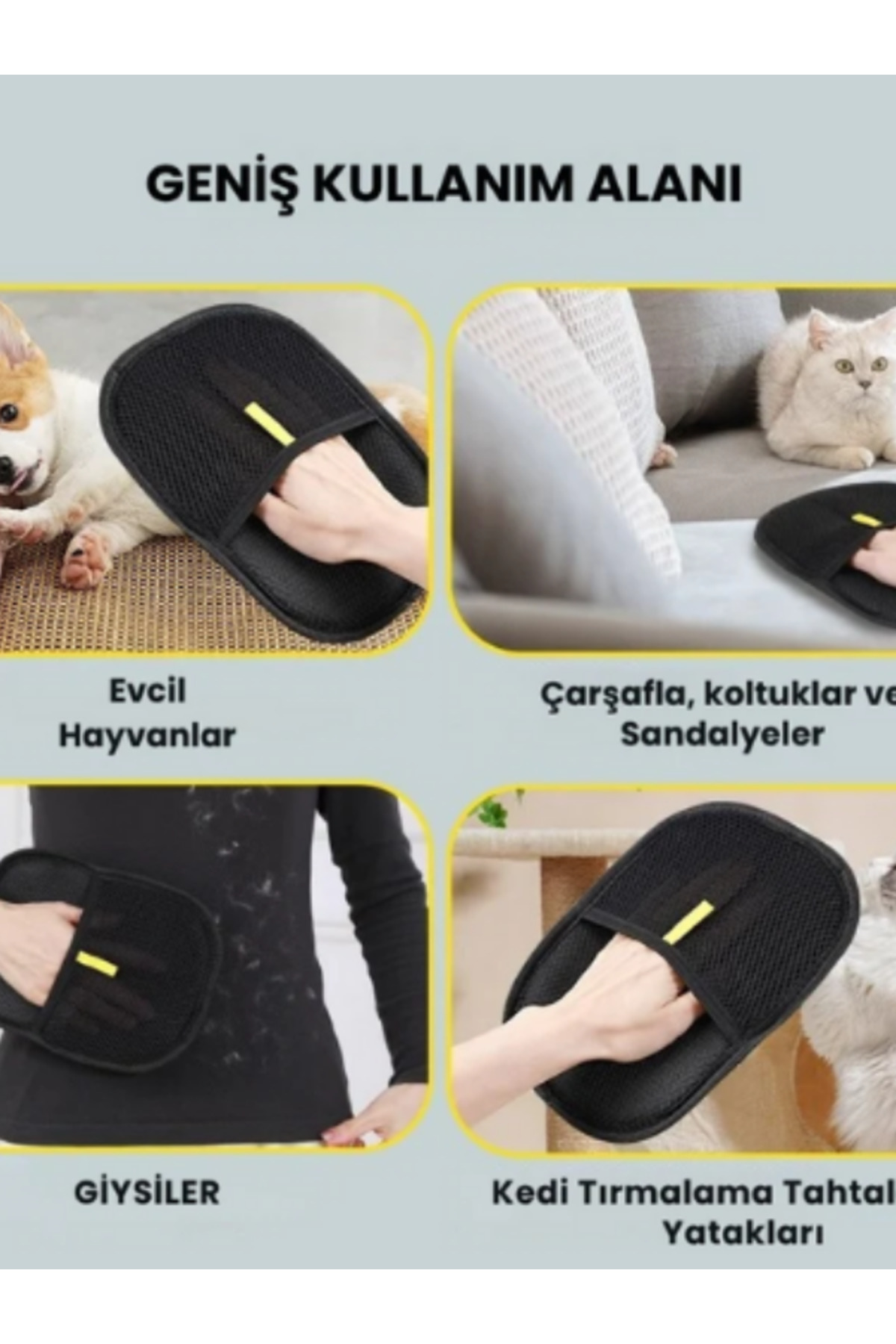 Genel Markalar Vetrisil Çift Taraflı Statik Kedi Köpek Tüy Temizleme Eldiveni Giysiler Mobilyalar Halılar İçin - Görsel 2